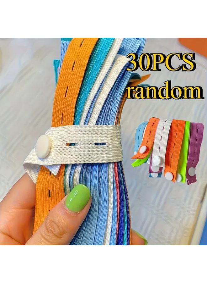 Heavy Duty Elastic Storage Straps 30pcs Adjustable Button Closure Assorted Colors - Image 1